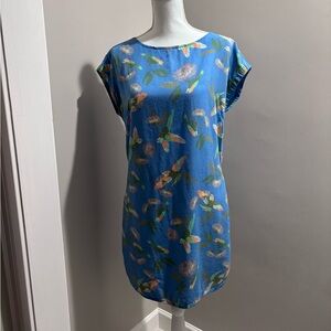 Patagonia Vibrant Blue Mini Dress with Bird Pattern